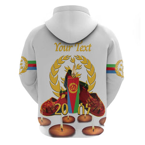 Custom Eritrea Martyrs' Day Hoodie 20 June Shida Shoes With Candles - White