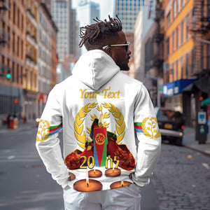 Custom Eritrea Martyrs' Day Hoodie 20 June Shida Shoes With Candles - White