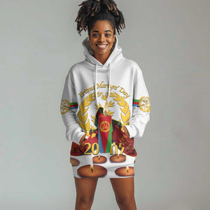 Custom Eritrea Martyrs' Day Hoodie Dress 20 June Shida Shoes With Candles - White