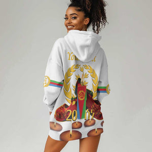 Custom Eritrea Martyrs' Day Hoodie Dress 20 June Shida Shoes With Candles - White