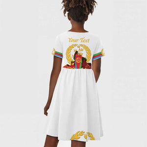 Custom Eritrea Martyrs' Day Kid Short Sleeve Dress 20 June Shida Shoes With Candles - White