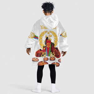 Custom Eritrea Martyrs' Day KId Wearable Blanket Hoodie 20 June Shida Shoes With Candles - White