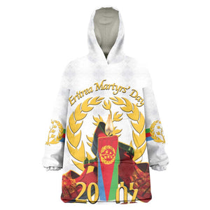 Custom Eritrea Martyrs' Day KId Wearable Blanket Hoodie 20 June Shida Shoes With Candles - White