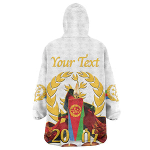 Custom Eritrea Martyrs' Day KId Wearable Blanket Hoodie 20 June Shida Shoes With Candles - White