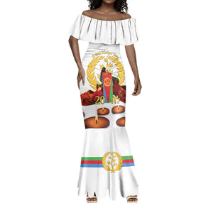 Custom Eritrea Martyrs' Day Mermaid Dress 20 June Shida Shoes With Candles - White