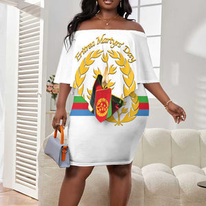 Custom Eritrea Martyrs' Day Off Shoulder Short Dress 20 June Shida Shoes With Candles - White LT14