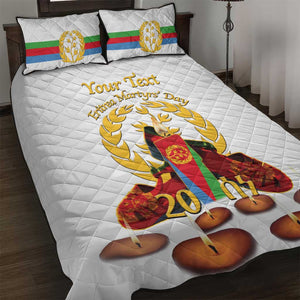 Custom Eritrea Martyrs' Day Quilt Bed Set 20 June Shida Shoes With Candles - White