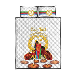 Custom Eritrea Martyrs' Day Quilt Bed Set 20 June Shida Shoes With Candles - White