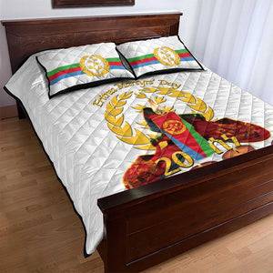 Custom Eritrea Martyrs' Day Quilt Bed Set 20 June Shida Shoes With Candles - White