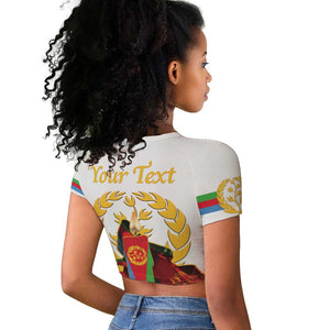 Custom Eritrea Martyrs' Day Raglan Cropped T shirt 20 June Shida Shoes With Candles - White