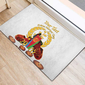 Custom Eritrea Martyrs' Day Rubber Doormat 20 June Shida Shoes With Candles - White