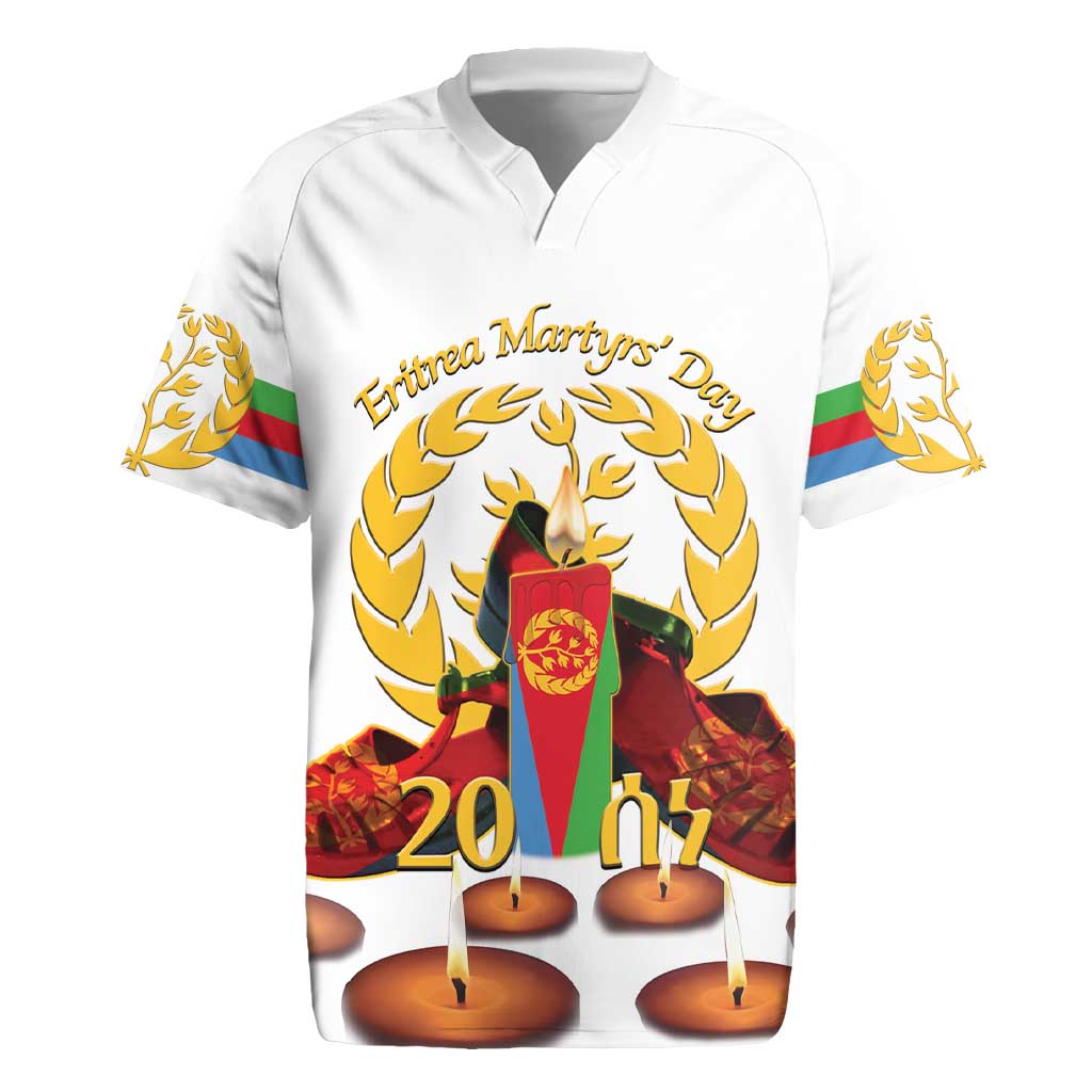 Custom Eritrea Martyrs' Day Rugby Jersey 20 June Shida Shoes With Candles - White