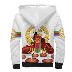 Custom Eritrea Martyrs' Day Sherpa Hoodie 20 June Shida Shoes With Candles - White