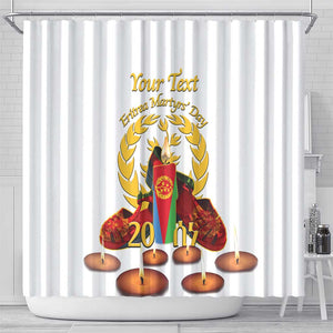 Custom Eritrea Martyrs' Day Shower Curtain 20 June Shida Shoes With Candles - White