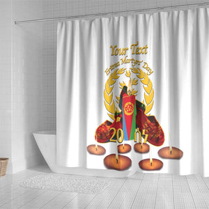 Custom Eritrea Martyrs' Day Shower Curtain 20 June Shida Shoes With Candles - White