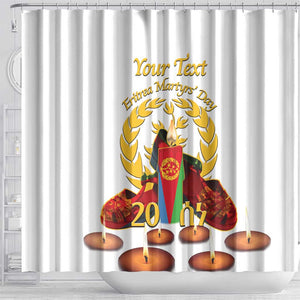 Custom Eritrea Martyrs' Day Shower Curtain 20 June Shida Shoes With Candles - White