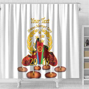 Custom Eritrea Martyrs' Day Shower Curtain 20 June Shida Shoes With Candles - White