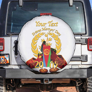 Custom Eritrea Martyrs' Day Spare Tire Cover 20 June Shida Shoes With Candles - White