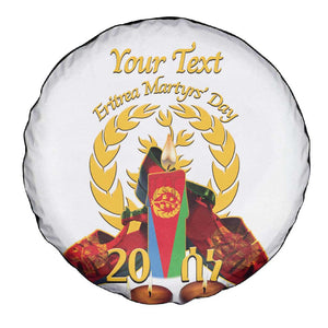 Custom Eritrea Martyrs' Day Spare Tire Cover 20 June Shida Shoes With Candles - White