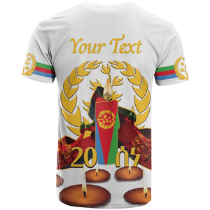 Custom Eritrea Martyrs' Day T shirt 20 June Shida Shoes With Candles - White