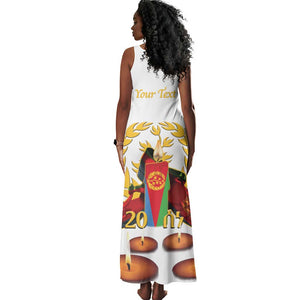 Custom Eritrea Martyrs' Day Tank Maxi Dress 20 June Shida Shoes With Candles - White