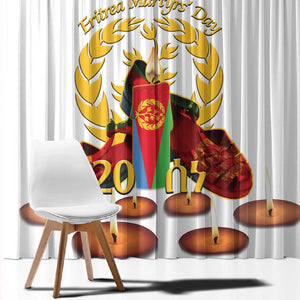 Custom Eritrea Martyrs' Day Window Curtain 20 June Shida Shoes With Candles - White