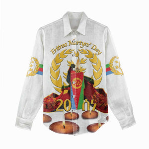 Custom Eritrea Martyrs' Day Women Casual Shirt 20 June Shida Shoes With Candles - White