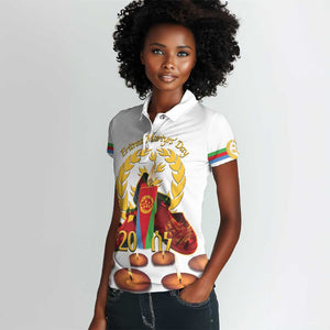 Custom Eritrea Martyrs' Day Women Polo Shirt 20 June Shida Shoes With Candles - White