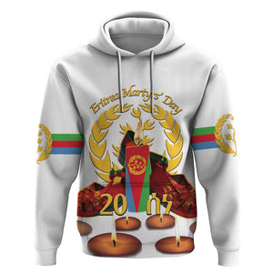 Custom Eritrea Martyrs' Day Zip Hoodie 20 June Shida Shoes With Candles - White