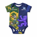 Custom South Africa And Scotland Rugby Baby Onesie Springboks Thistle Together