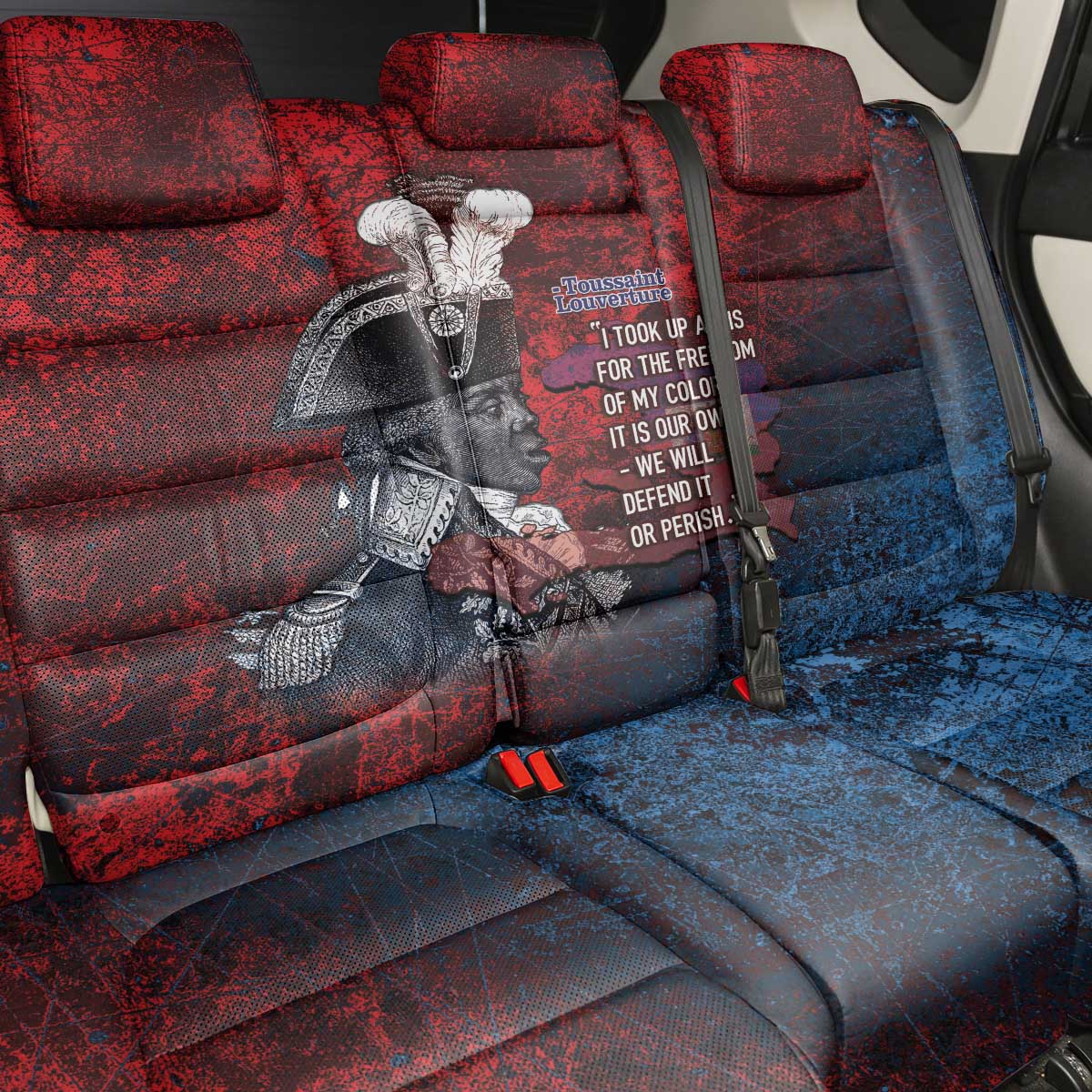 Toussaint Louverture Afro Haiti Back Car Seat Cover Haitian Father Grunge Style - African Pride
