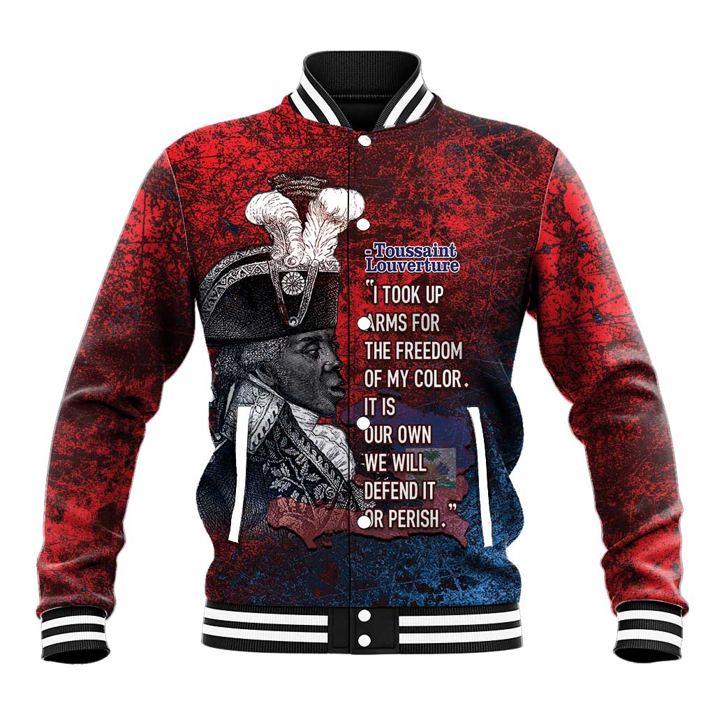Personalized Toussaint Louverture Afro Haiti Baseball Jacket Haitian Father Grunge Style - African Pride