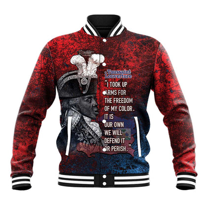 Personalized Toussaint Louverture Afro Haiti Baseball Jacket Haitian Father Grunge Style - African Pride