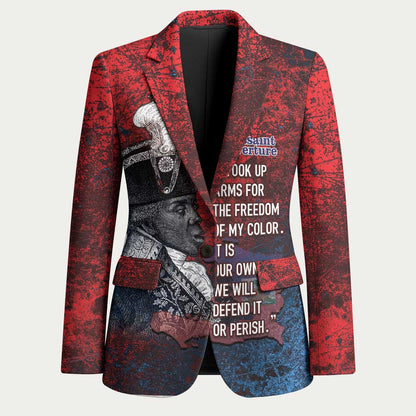Personalized Toussaint Louverture Afro Haiti Blazer Haitian Father Grunge Style - African Pride