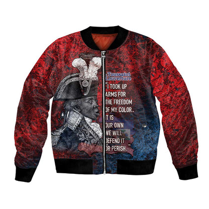 Personalized Toussaint Louverture Afro Haiti Bomber Jacket Haitian Father Grunge Style - African Pride