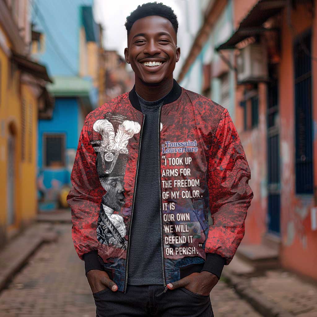 Personalized Toussaint Louverture Afro Haiti Bomber Jacket Haitian Father Grunge Style - African Pride