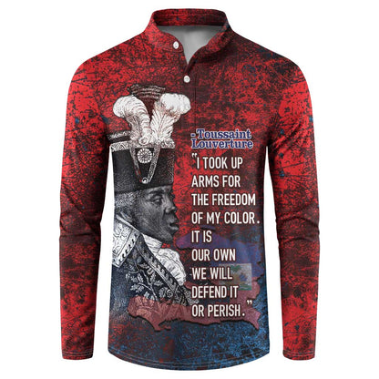 Personalized Toussaint Louverture Afro Haiti Button Sweatshirt Haitian Father Grunge Style