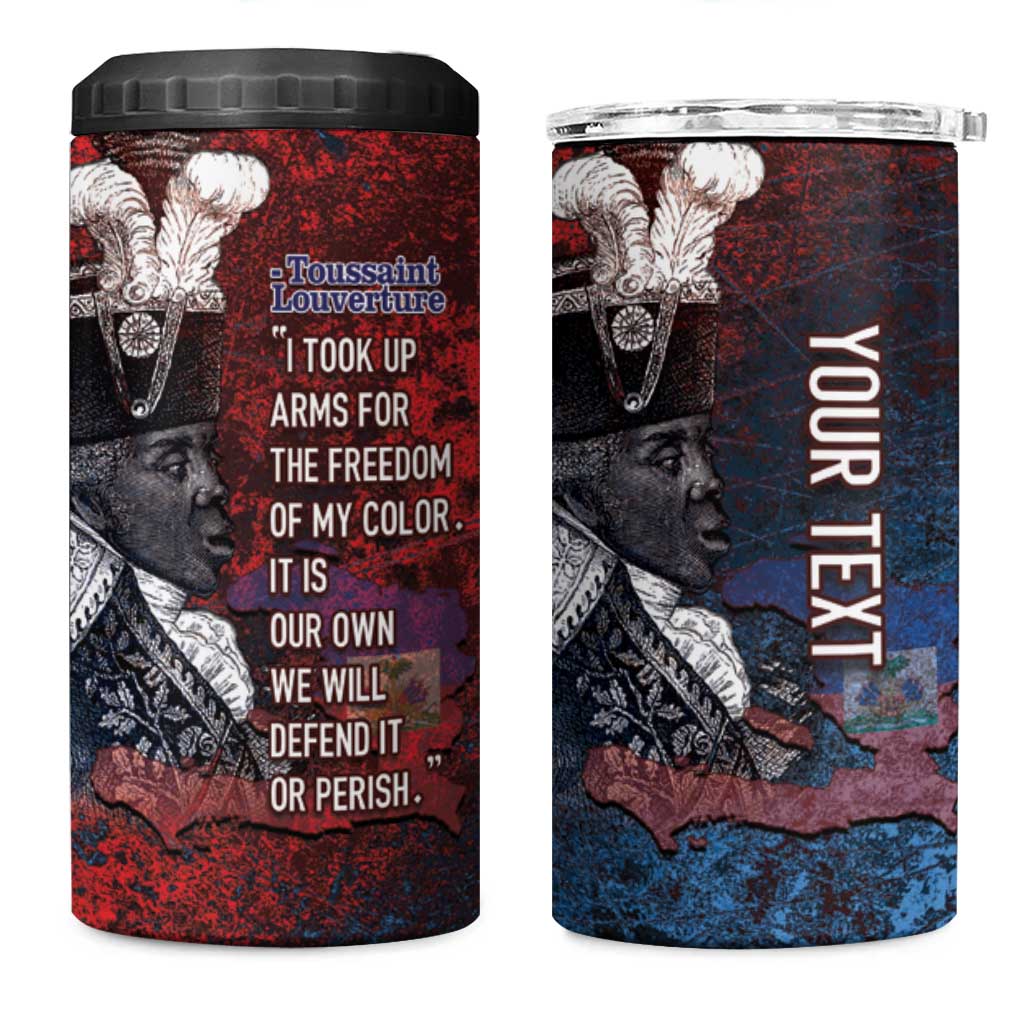 Personalized Toussaint Louverture Afro Haiti 4 in 1 Can Cooler Tumbler Haitian Father Grunge Style - African Pride