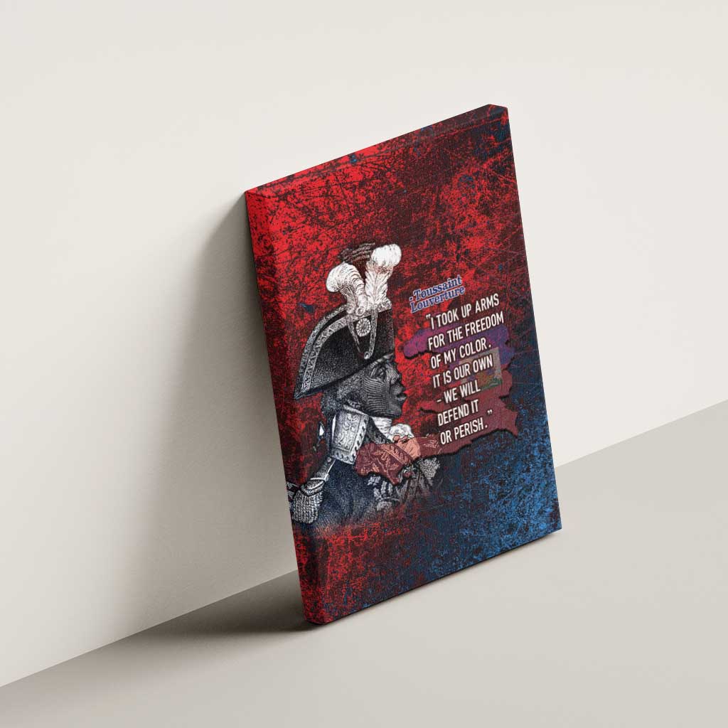 Toussaint Louverture Afro Haiti Canvas Wall Art Haitian Father Grunge Style - African Pride