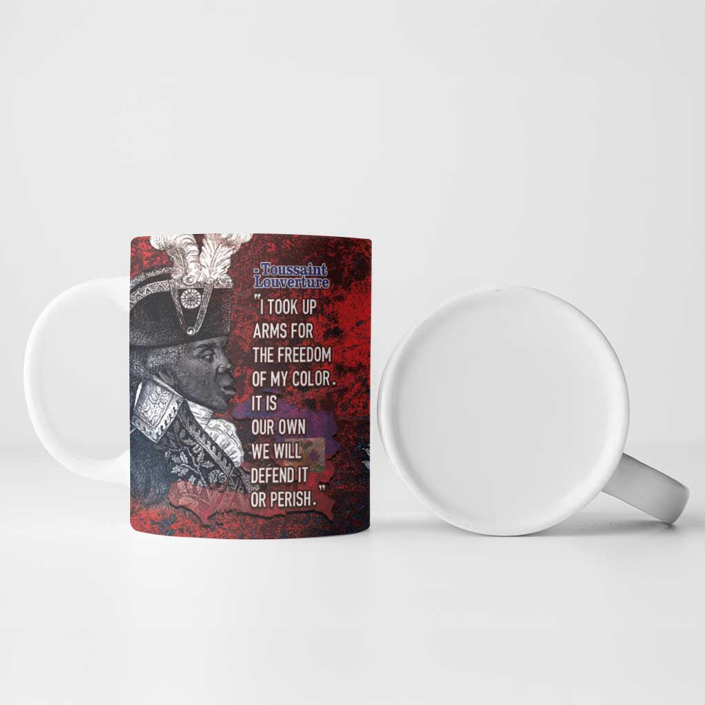 Personalized Toussaint Louverture Afro Haiti Ceramic Mug Haitian Father Grunge Style - African Pride