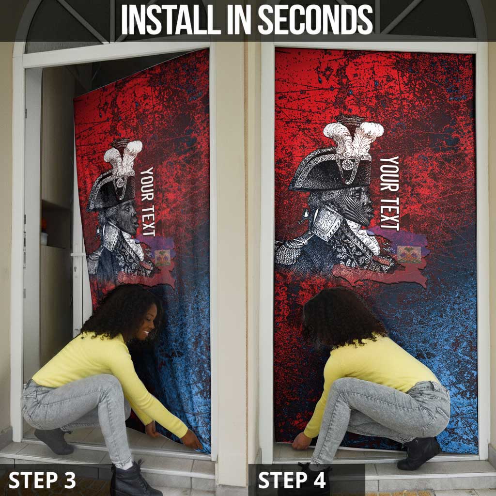 Personalized Toussaint Louverture Afro Haiti Door Cover Haitian Father Grunge Style - African Pride