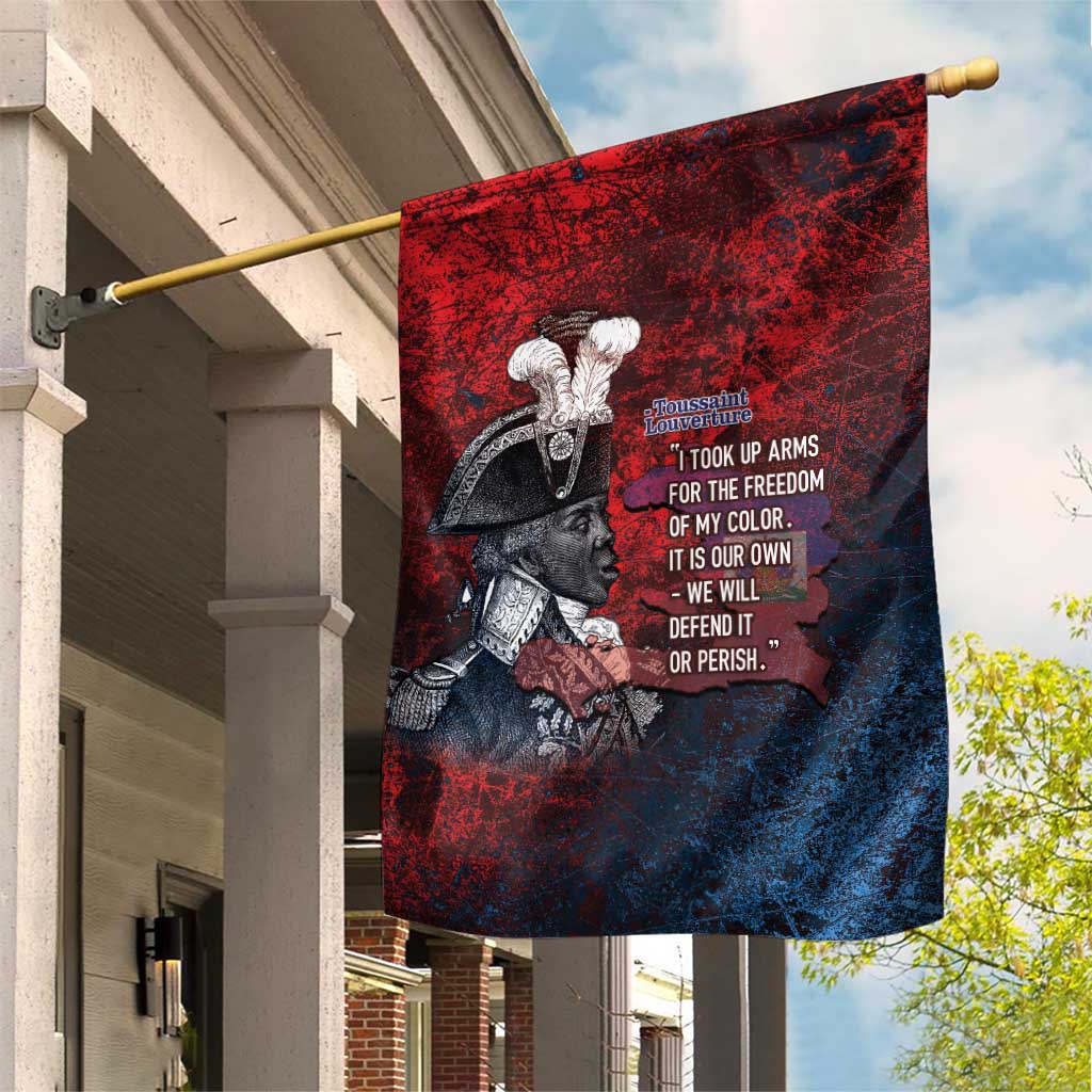 Toussaint Louverture Afro Haiti Garden Flag Haitian Father Grunge Style - African Pride