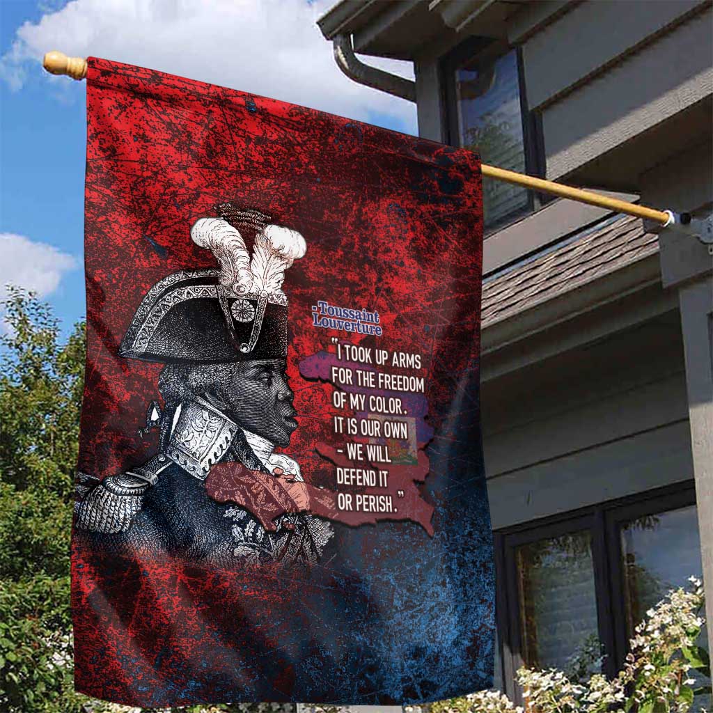 Toussaint Louverture Afro Haiti Garden Flag Haitian Father Grunge Style - African Pride