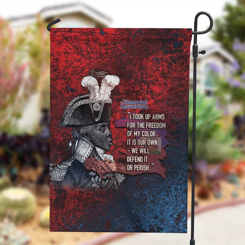 Toussaint Louverture Afro Haiti Garden Flag Haitian Father Grunge Style - African Pride