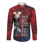 Personalized Toussaint Louverture Afro Haiti Long Sleeve Button Shirt Haitian Father Grunge Style - African Pride