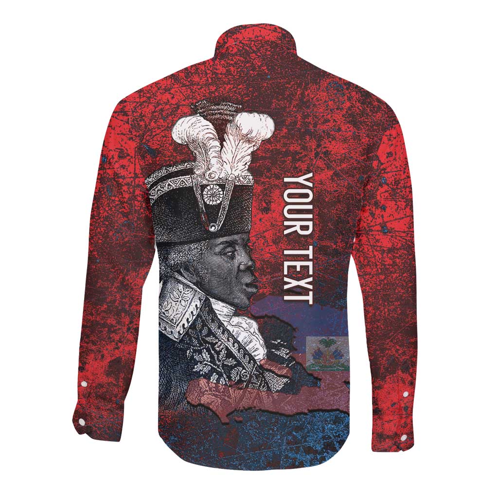 Personalized Toussaint Louverture Afro Haiti Long Sleeve Button Shirt Haitian Father Grunge Style - African Pride