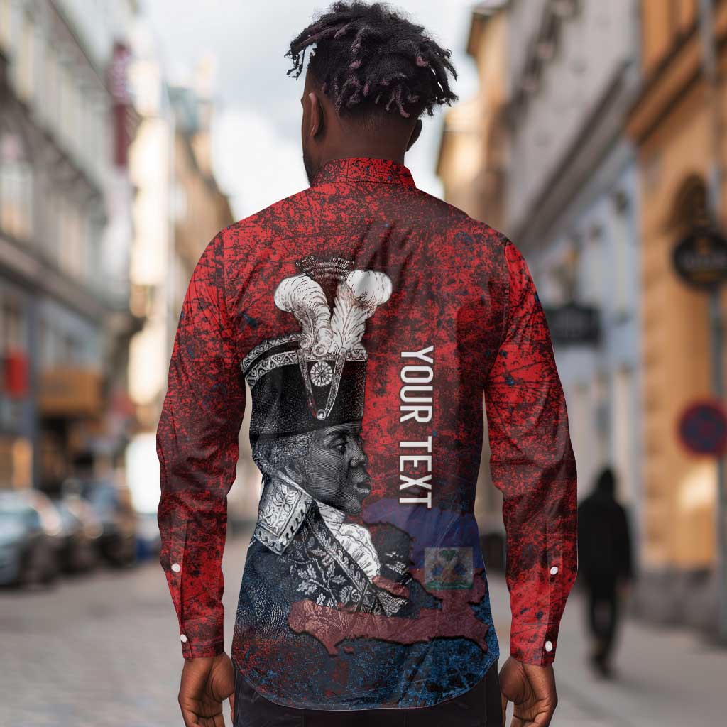 Personalized Toussaint Louverture Afro Haiti Long Sleeve Button Shirt Haitian Father Grunge Style - African Pride
