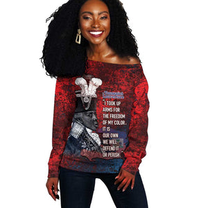 Personalized Toussaint Louverture Afro Haiti Off Shoulder Sweater Haitian Father Grunge Style - African Pride