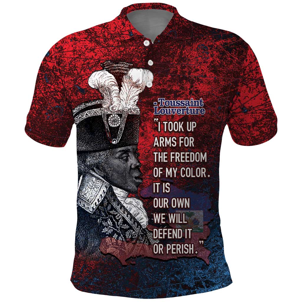 Personalized Toussaint Louverture Afro Haiti Polo Shirt Haitian Father Grunge Style LT14