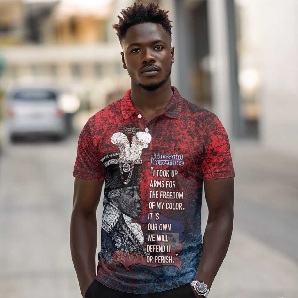 Personalized Toussaint Louverture Afro Haiti Polo Shirt Haitian Father Grunge Style LT14